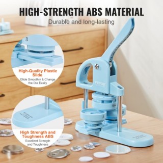 VEVOR Μηχανή Κατασκευής Κουμπιών 3-σε-1, 300τμχ, Μπλε  SLKXZJ253258...