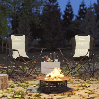 Outsunny Σετ 2 Πτυσσόμενες Καρέκλες Κατασκήνωσης με Ψηλή Πλάτη, Θήκ...