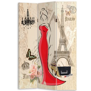 BAKAJI  Παραβάν 3 Πάνελ με Εκτύπωση Μπρος-Πίσω Fashion NY Paris Δια...