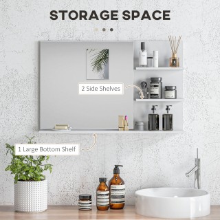 kleankin Επιτοίχιος καθρέφτης μπάνιου με 2 πλαϊνά ράφια και κάτω ρά...