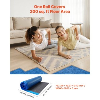 VEVOR Υπόστρωμα Δαπέδου 18.6 m² 3mm Ηχομόνωση/Ατμοφραγμός για Λάμιν...