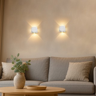 BAKAJI Σετ 2 Απλίκες Τοίχου 4 Led Λευκός Φωτισμός Θερμό Λευκό 6x6x5... BAKAJI Σετ 2 Απλίκες Τοίχου 4 Led Λευκός Φωτισμός Θερμό Λευκό 6x6x5...