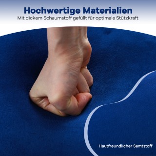 Costway Κομψό Σκαμπό Βανιτέ με Πλάτη και Ξύλινα Πόδια, Μπλε 66 εκ x...