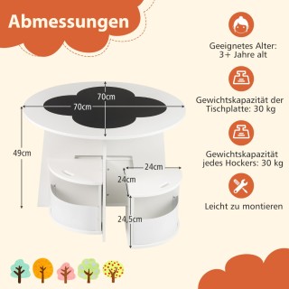 Costway  Σετ παιδικό τραπέζι και καρέκλες 5 τεμαχίων από ξύλο με 4 ...
