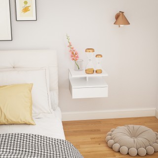 HOMCOM Κρεμαστό Κομοδίνο για Κρεβατοκάμαρα με Συρτάρι και Ράφι από ...