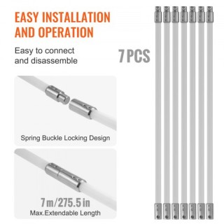 Σετ Καθαρισμού Καμινάδας VEVOR 7m με Εύκαμπτες Ράβδους και Βούρτσα ...