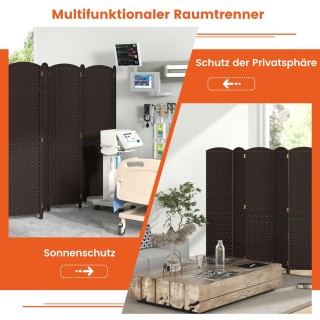 Costway Παραβάν 240 x 170 εκ. με Χειροποίητη Υφή & Σκελετό από Μασί...