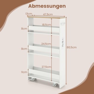 Costway Τροχήλατο Καρότσι Κουζίνας 4 Επιπέδων με Λαβή, 13 εκ. Λεπτό... Costway Τροχήλατο Καρότσι Κουζίνας 4 Επιπέδων με Λαβή, 13 εκ. Λεπτό...