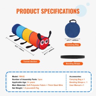 Παιδική Σήραγγα Παιχνιδιού VEVOR για Νήπια, Πολύχρωμη Σήραγγα Ερπύσ... Παιδική Σήραγγα Παιχνιδιού VEVOR για Νήπια, Πολύχρωμη Σήραγγα Ερπύσ...