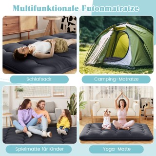 Costway Ιαπωνικό Φουτόν Με Πλενόμενο Κάλυμμα & Τσάντα, Μαύρο 140 x ...