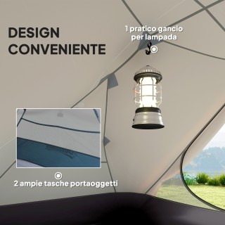 Outsunny Σκηνή Κατασκήνωσης 2 Ατόμων με 2 Προθαλάμους, 2 Πόρτες, 2 ...