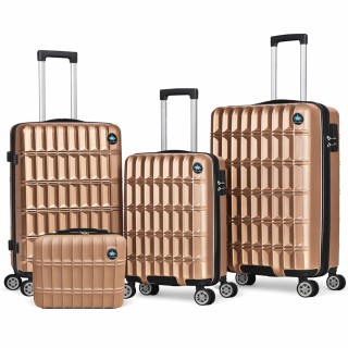 PROVITERA Σετ 3+1 Βαλίτσες και Νεσεσέρ Ταξιδιού Χρυσό με Σκληρό Ανθ...