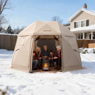 VEVOR Πτυσσόμενο Στρογγυλό Gazebo 3.6x3.6m για 8-10 Άτομα σε Μπεζ ... VEVOR Πτυσσόμενο Στρογγυλό Gazebo 3.6x3.6m για 8-10 Άτομα σε Μπεζ ...