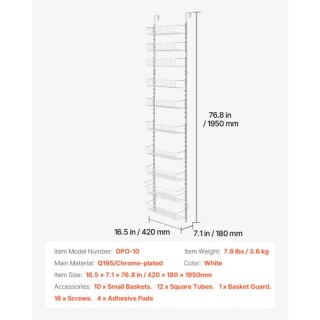 VEVOR 10-Tier Ρυθμιζόμενη Κρεμαστή Ραφιέρα Αποθήκευσης Πόρτας Παντο... VEVOR 10-Tier Ρυθμιζόμενη Κρεμαστή Ραφιέρα Αποθήκευσης Πόρτας Παντο...
