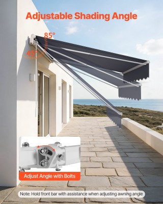 VEVOR Χειροκίνητη αναδιπλούμενη τέντα 300 x 250 εκ. για μπαλκόνι κα...