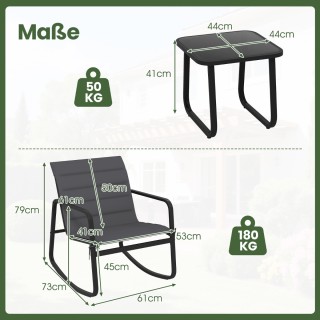 Costway Σετ Εξωτερικού Χώρου Μπαλκονιού 3 Τεμαχίων με 2 Καρέκλες Ρο...