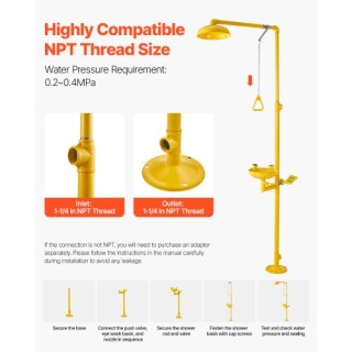 VEVOR Συσκευή Ντους Έκτακτης Ανάγκης και Οφθαλμική Πλύση OSHA-Appro...