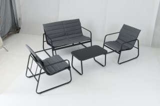 Costway Σετ Εξωτερικών Επίπλων με Πάγκο, 2 Καρέκλες, Τραπέζι & Γκρι...