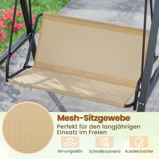 Costway  Διθέσια Κούνια Κήπου με Σκίαστρο & Μεταλλικό Πλαίσιο, Ικαν...