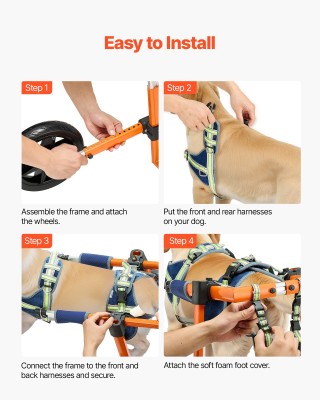 VEVOR Ελαφρύ Αναπηρικό Καροτσάκι Σκύλου για Οπίσθια Πόδια, Δίτροχο,...