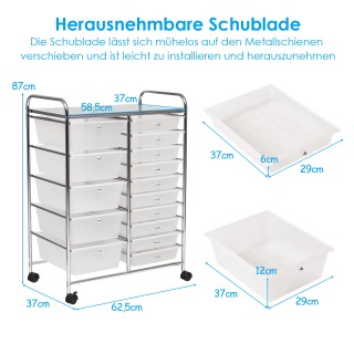 Costway  Πολυχρηστικό Καρότσι Μπάνιου με 15 Συρτάρια και Μεταλλικό ...