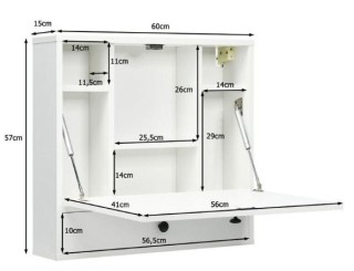 Costway  Πτυσσόμενο Επιτοίχιο Γραφείο Laptop με Αποθηκευτικούς Χώρο...