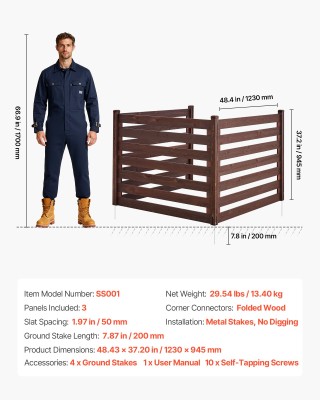 VEVOR Ξύλινος Φράχτης Ιδιωτικότητας 3 Πάνελ, 1230 x 945 mm, Κατάλλη... VEVOR Ξύλινος Φράχτης Ιδιωτικότητας 3 Πάνελ, 1230 x 945 mm, Κατάλλη...