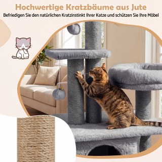 Costway Γκρι ονυχοδρόμιο γάτας 96 εκ. με σπηλιά, πλατφόρμα, κρεβάτι...