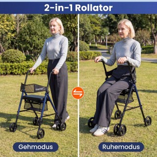 Costway Πτυσσόμενο Rollator με Κάθισμα και Τσάντα, Ρυθμιζόμενο σε 8... Costway Πτυσσόμενο Rollator με Κάθισμα και Τσάντα, Ρυθμιζόμενο σε 8...