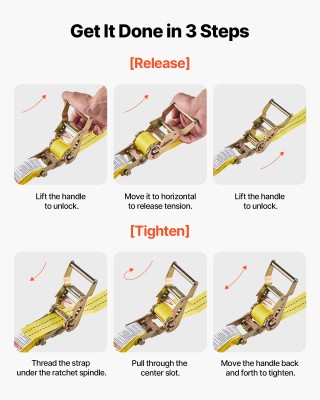 VEVOR Ιμάντες Δεσίματος, 38.1 mm x 6.1 m, Αντοχής 2000 kg, με Γάντζ...