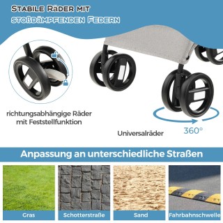 Costway  Καροτσάκι Κατοικιδίων 3 σε 1, Αναδιπλούμενο έως 15 kg, Μπλ...