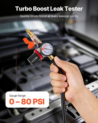 VEVOR Σετ Ελεγκτή Διαρροής Turbo με Μανόμετρο 0-80 PSI και Αντάπτορ...