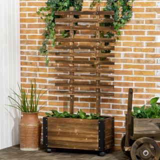 Outsunny Planter με καφασωτό για αναρριχητικά φυτά και ρόδες, σε ξύ... Outsunny Planter με καφασωτό για αναρριχητικά φυτά και ρόδες, σε ξύ...