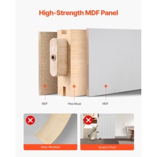 VEVOR Συρόμενη Πόρτα Αχυρώνα με Κιτ Εξαρτημάτων 762 x 2134mm MDF PV...