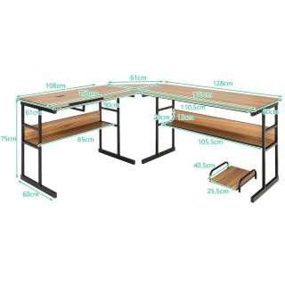 Costway Γραφείο Υπολογιστή Γωνιακό L-Σχήματος 170 x 150 x 75 cm με... Costway Γραφείο Υπολογιστή Γωνιακό L-Σχήματος 170 x 150 x 75 cm με...