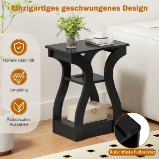 Costway Σετ 2 Τραπεζιών με Σταθμό Φόρτισης, 3 Επιπέδων Τραπεζάκι Κα...