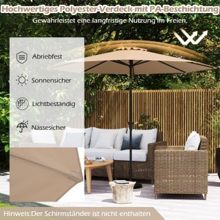 Costway Καφέ Ρυθμιζόμενη Ομπρέλα Εξωτερικού Χώρου 303 εκ. NP12259CF