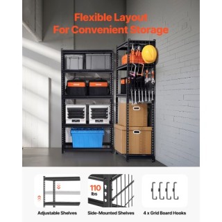 VEVOR Ράφια Αποθήκευσης 5 Επιπέδων Ρυθμιζόμενα Βαρέως Τύπου για Γκα...