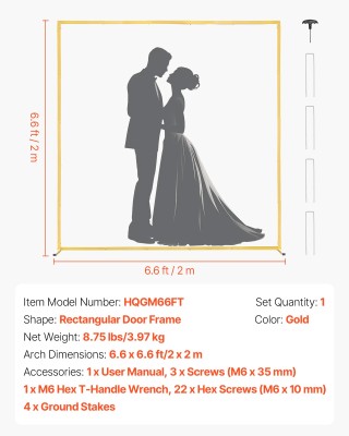 VEVOR Χρυσή Μεταλλική Αψίδα 2x2μ για Εκδηλώσεις JXJDJT66FT66JQXDB001V0 VEVOR Χρυσή Μεταλλική Αψίδα 2x2μ για Εκδηλώσεις JXJDJT66FT66JQXDB001V0