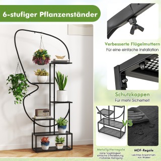 Costway Εξάστατη Μεταλλική Βάση Φυτών σε Σχήμα Πεταλούδας με Άγκιστ...