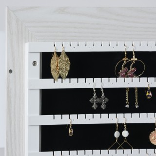 HOMCOM Καθρέφτης Κοσμηματοθήκη LED με Ράφια, 38x38x157 cm, Λευκός 8...