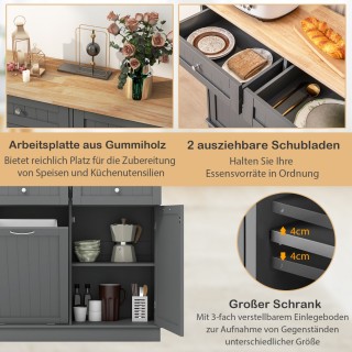 Costway Γκρι Ντουλάπι Κουζίνας με Πάγκο, 2 Συρτάρια & Ρυθμιζόμενο Ρ... Costway Γκρι Ντουλάπι Κουζίνας με Πάγκο, 2 Συρτάρια & Ρυθμιζόμενο Ρ...