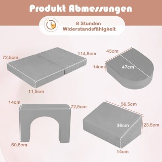 Costway Παιδικός Καναπές Παιχνιδιού με Αφρώδη Μπλοκ 8 Τεμαχίων TP10...