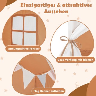 Costway  Παιδική σκηνή με πλενόμενο βαμβακερό χαλάκι & σημαιάκια, σ...