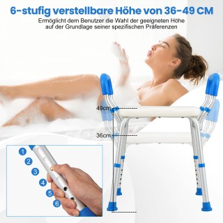 Costway Μπλε Ρυθμιζόμενο Αλουμινένιο Σκαμπό Ντους με Αντιολισθητικά...