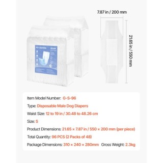 VEVOR Πάνες Μιας Χρήσης για Αρσενικούς Σκύλους Υπεραπορροφητικές S ...