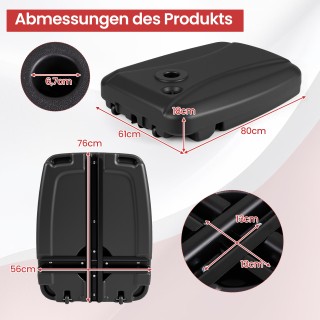 Costway Βάση Ομπρέλας Μπαλκονιού Σταυρωτή με Ρόδες από HDPE, Γεμιζό...