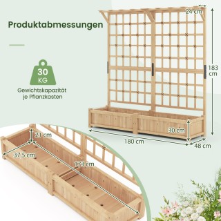Costway Ξύλινη Ζαρντινιέρα με Στήριγμα & Σκεπή από Ξύλο Ελάτης – Γλ...