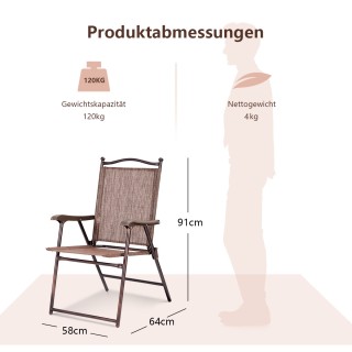 Costway  Σετ από 2 καφέ πτυσσόμενες καρέκλες για τη βεράντα ή τον κ...