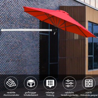 Costway Κλίση Ανθεκτική Ομπρέλα Τοίχου με Ρυθμιζόμενο Αλουμινένιο Κ...